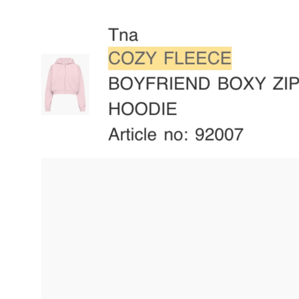 Tna Pink Boxy Zip-Up Hoodie
